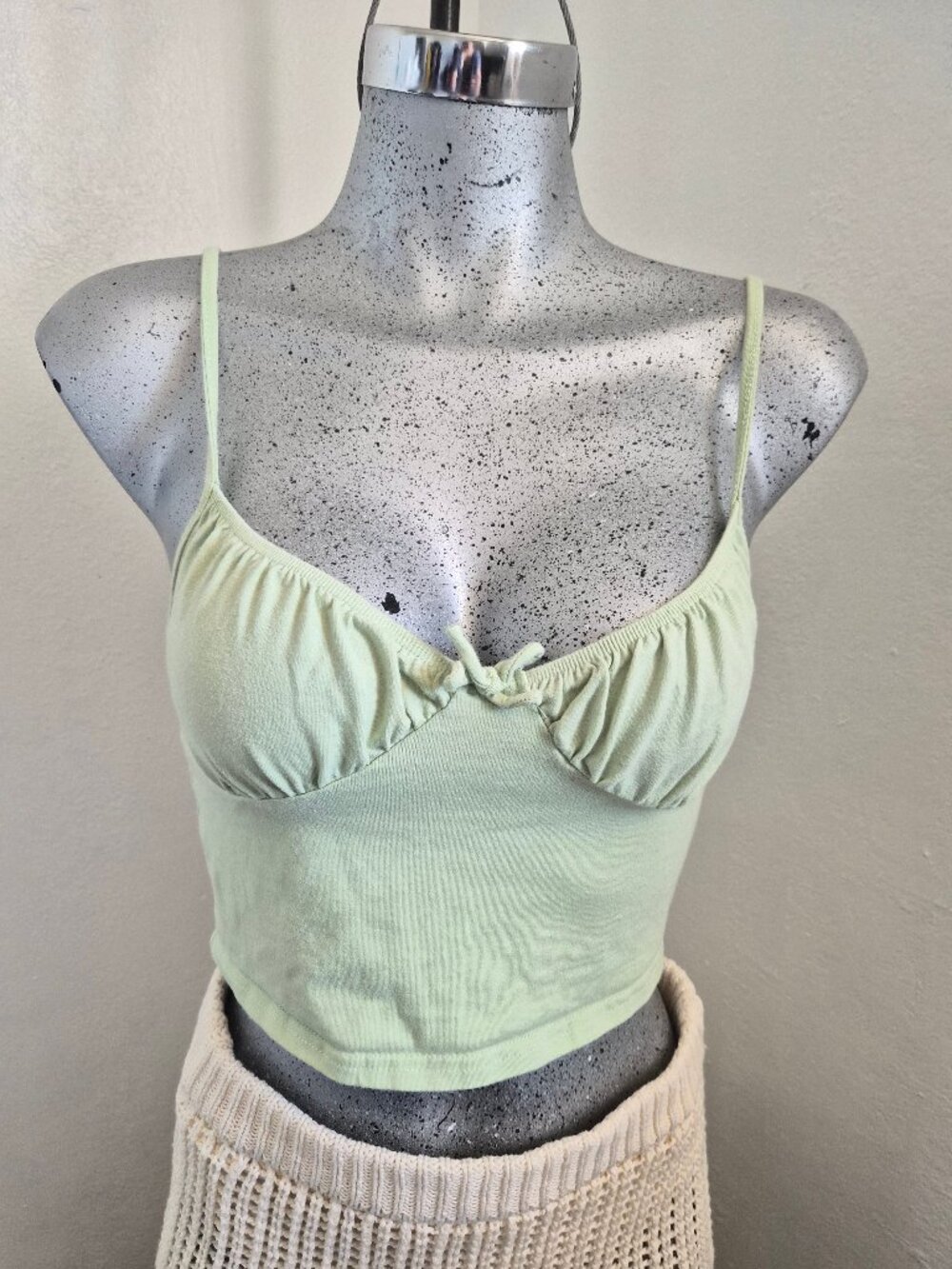 Sage Green Ruched Bust Cami Crop Top